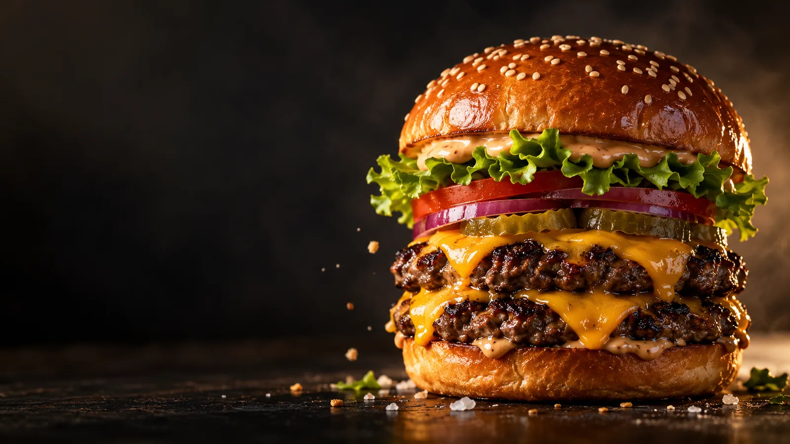 Cinematic signature double cheeseburger